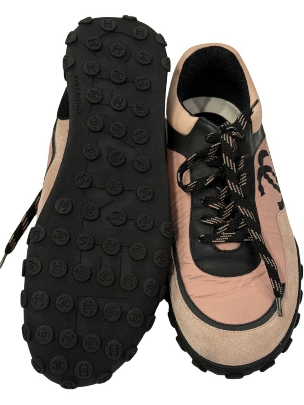 $900 Chanel NEW! pink/black sneakers 9.5/39.5 - Picture 3 of 7